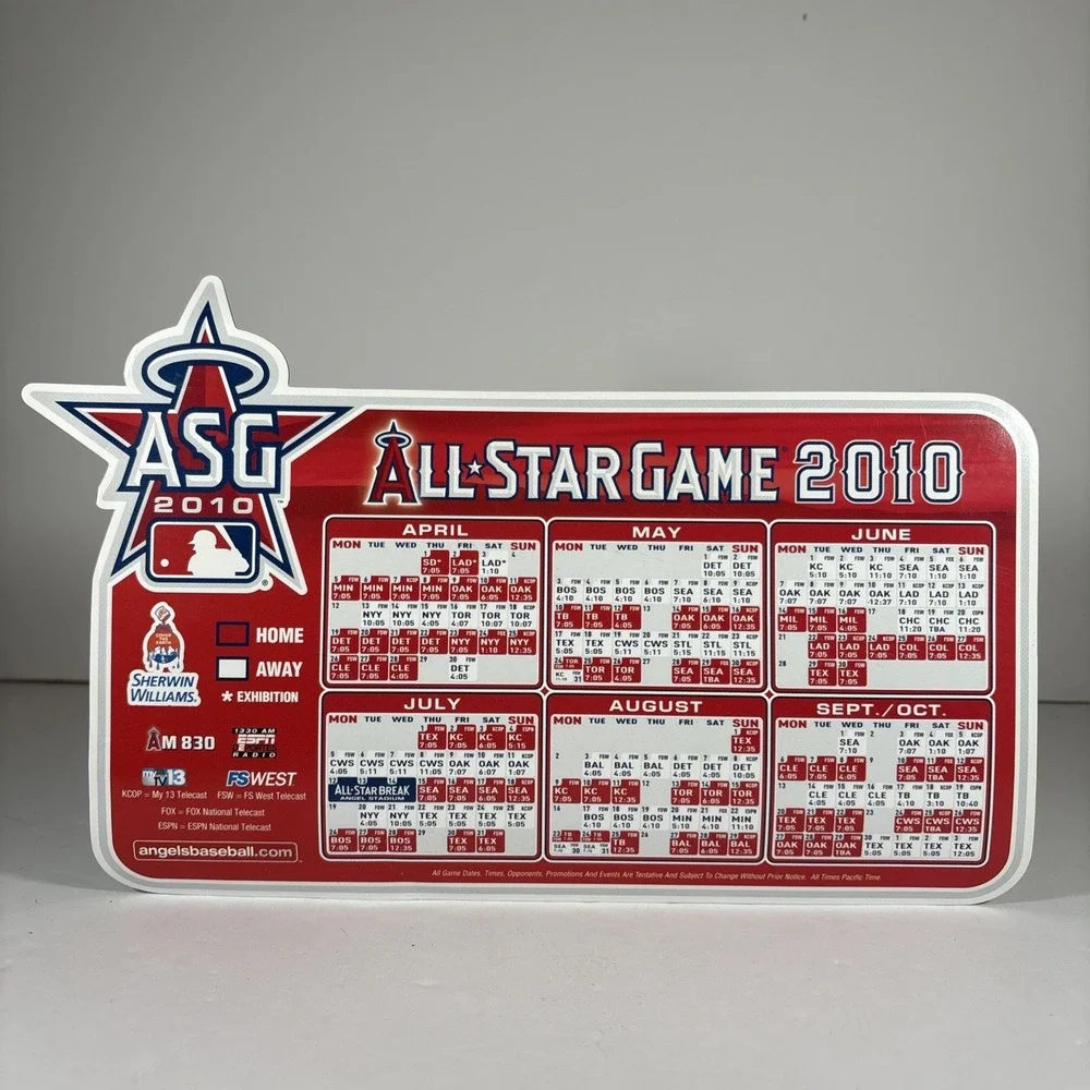Los Angeles Anaheim Angels 2010 All Star Game Calendar Magnet Orange County